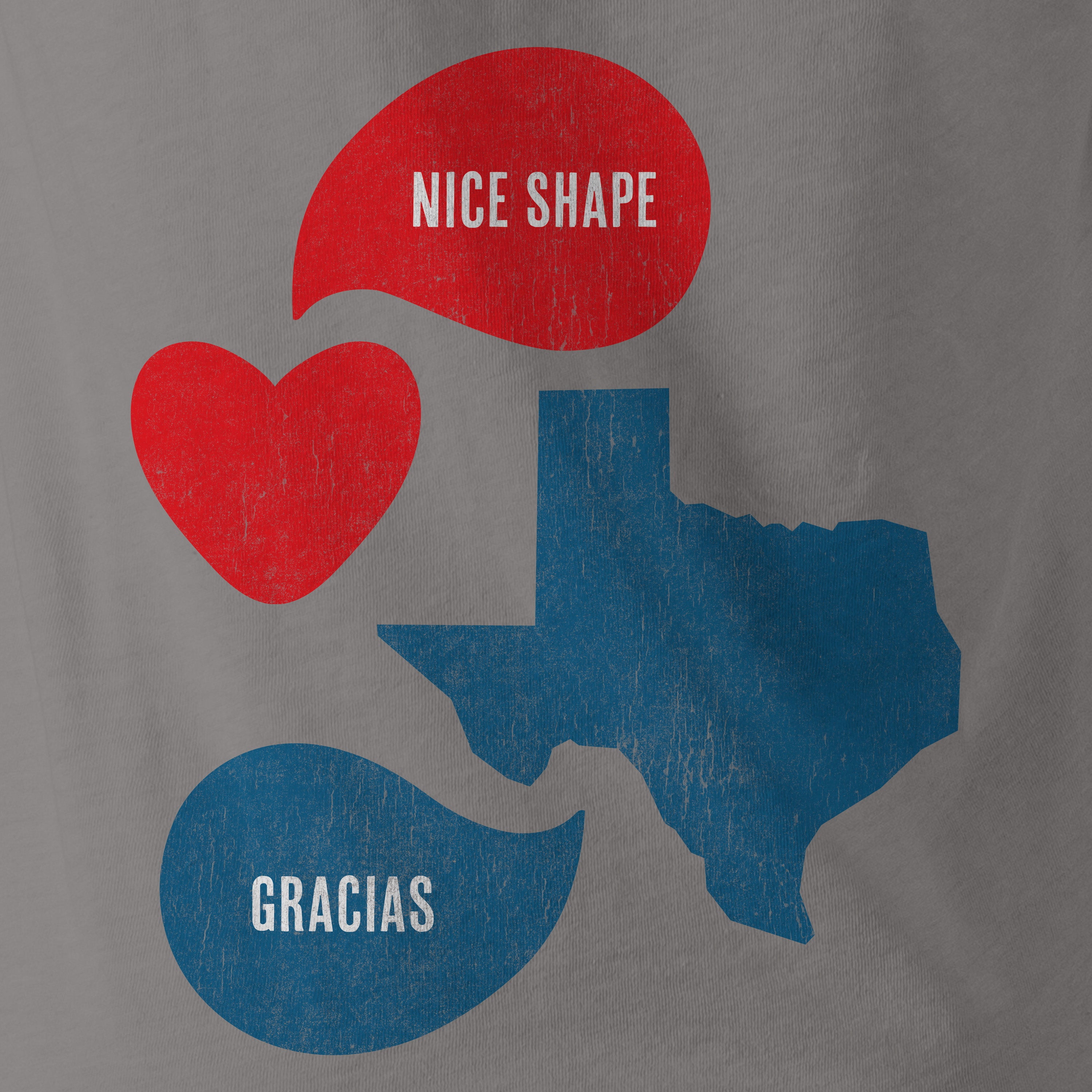 A close-up photo of a graphic t-shirt with Texas artwork inspired by the movie Fandango