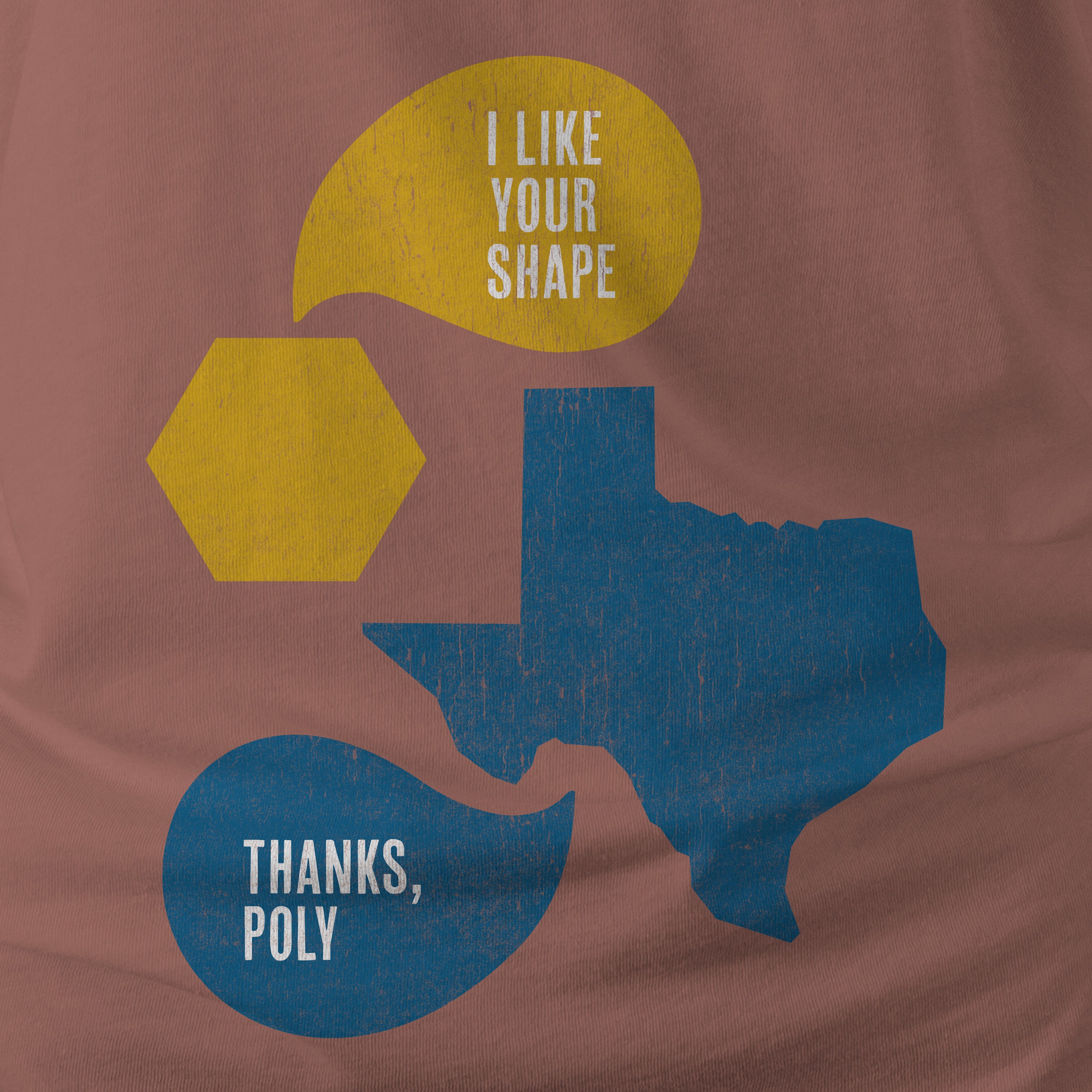 Close up photo of a graphic t-shirt with Texas artwork inspired by the movie Fandango