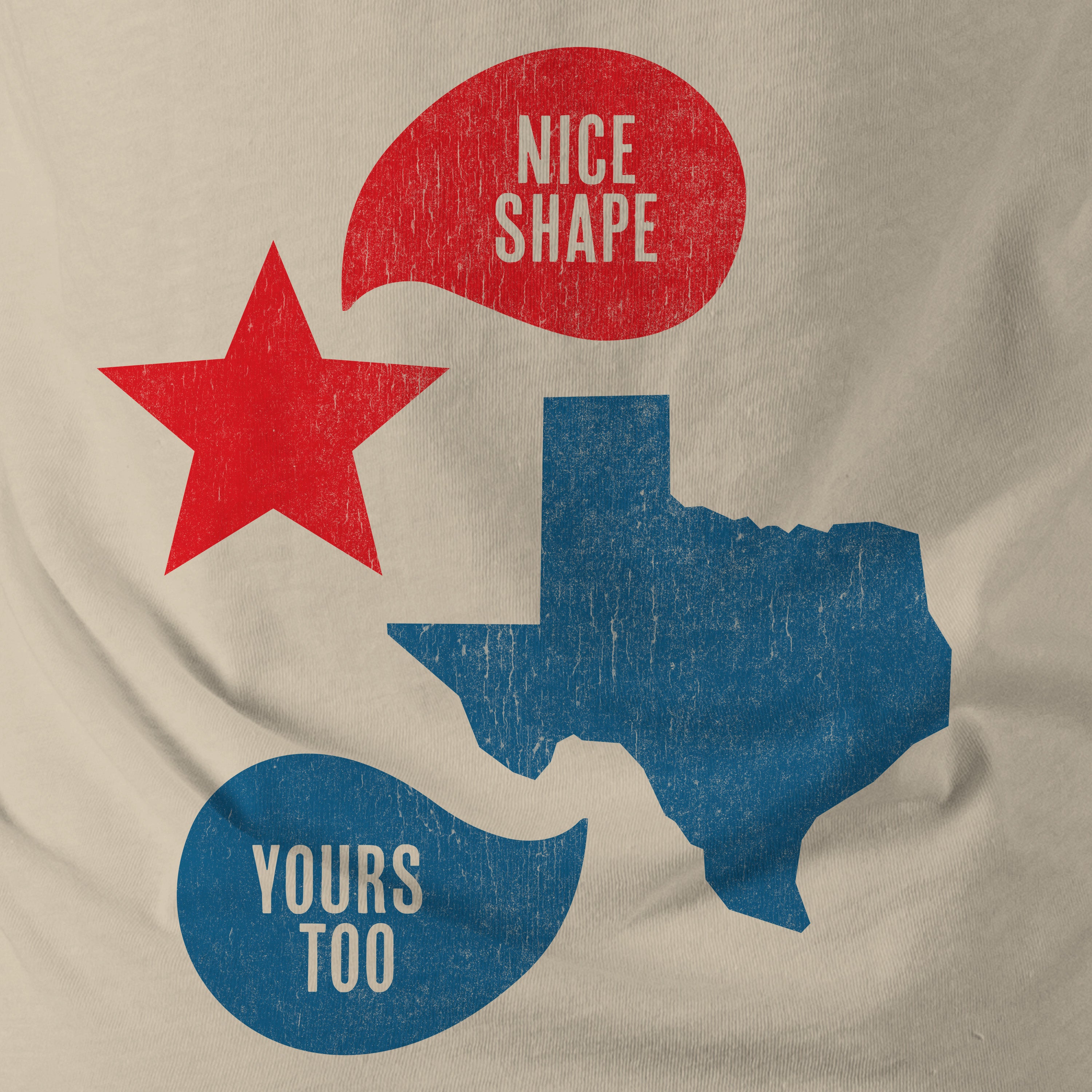 Close-up photo of a graphic t-shirt with Texas artwork inspired by the movie Fandango