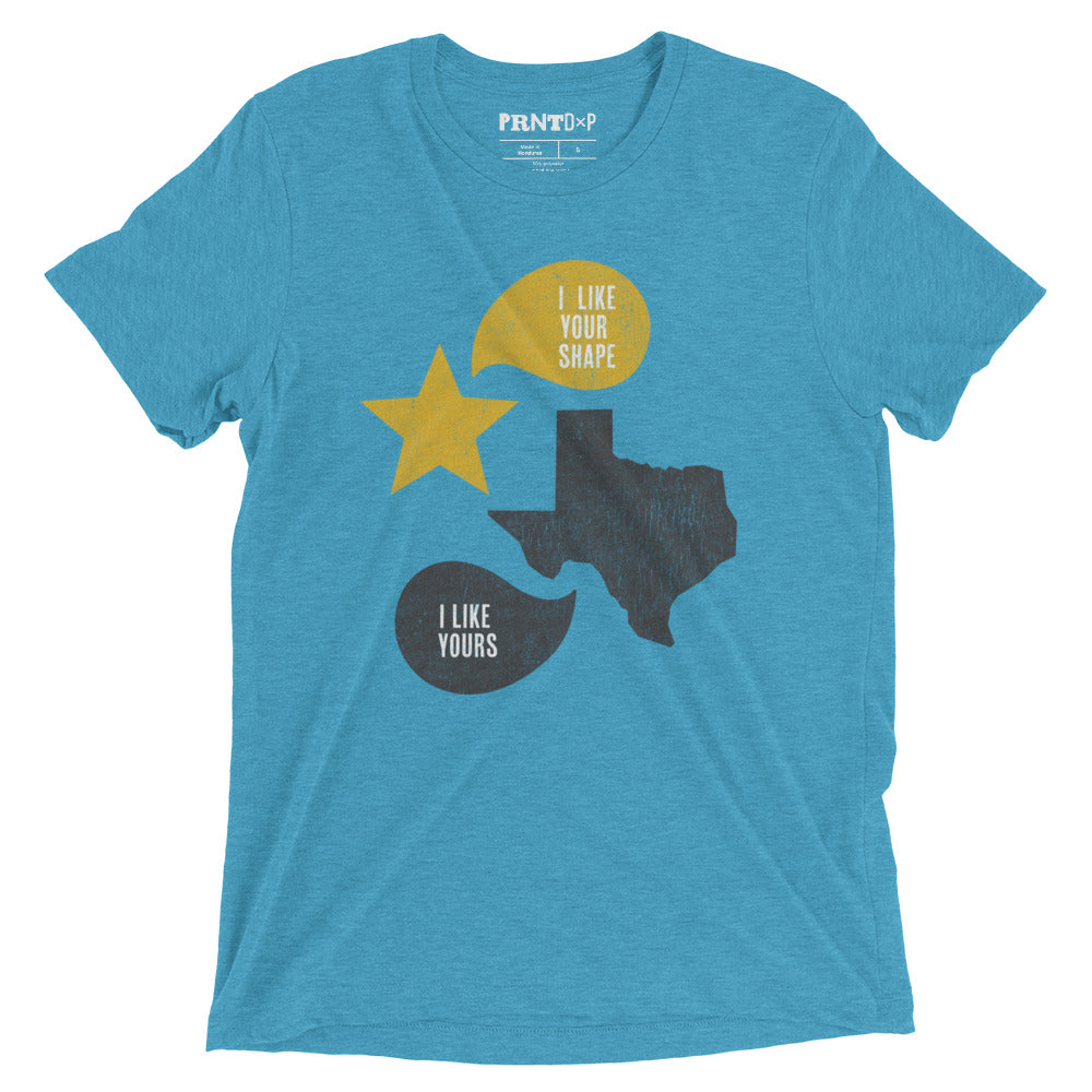 A blue colored graphic t-shirt with Texas artwork inspired by the movie Fandango